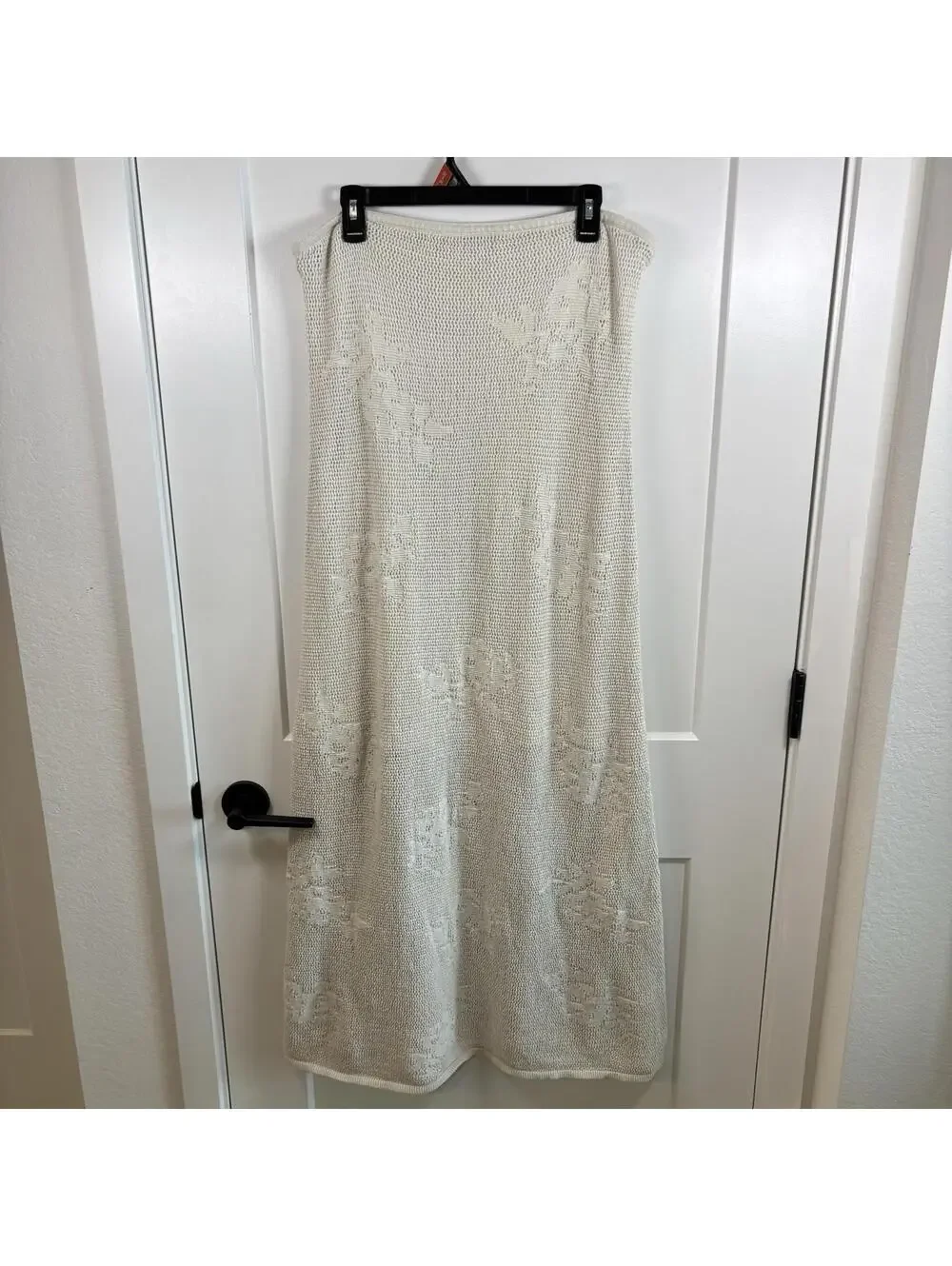 Abercrombie And Fitch Crochet Strapless Maxi Dress Cream Women’s Size XL Beachy - Picture 2 of 7